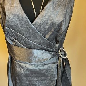 Metallic grey stretch cocktail dress size 16w.